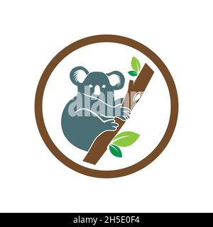 vector design. logo created from cute koala in the tree for life. Stock Vector