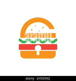 vector design. Logo created from from combination of burger and lock logo. Stock Vector