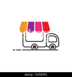 vector design. logo created from combination of truck car and store logo. Stock Vector