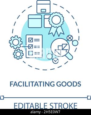 Facilitating goods blue concept icon Stock Vector
