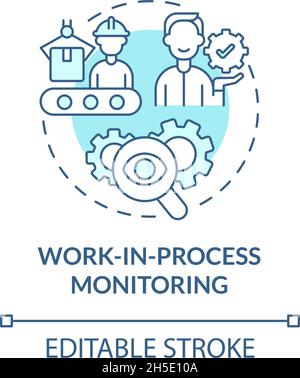 Work in process monitoring blue concept icon Stock Vector