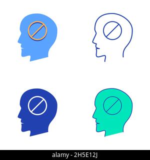 Catatonia syndrome icon set in flat and line style. Mental disorder symbol. Vector illustration. Stock Vector