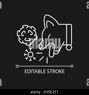 Kennel cough white linear icon for dark theme Stock Vector