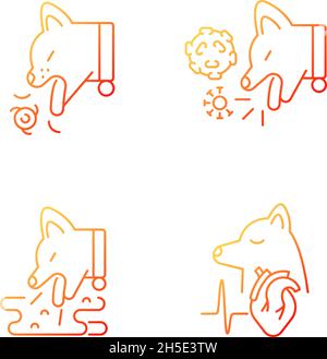Pet stomach illness gradient linear vector icons set Stock Vector