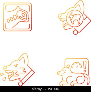 Pet treatment gradient linear vector icons set Stock Vector