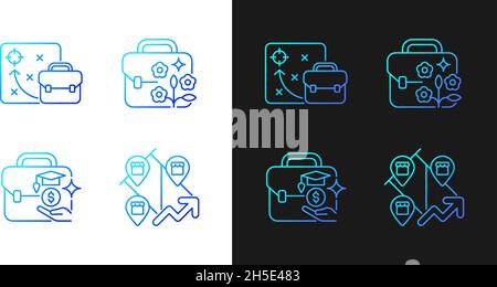 Business development gradient icons set for dark and light mode Stock Vector