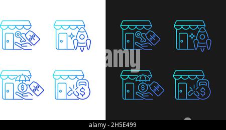 Startup fast growth gradient icons set for dark and light mode Stock Vector