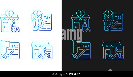 Charity, financial support gradient icons set for dark and light mode Stock Vector