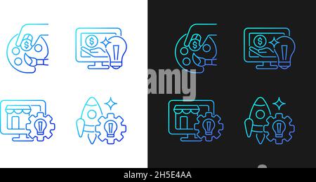 Startup ideas gradient icons set for dark and light mode Stock Vector