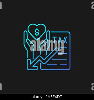 Tax reduction for charity gradient vector icon for dark theme Stock Vector
