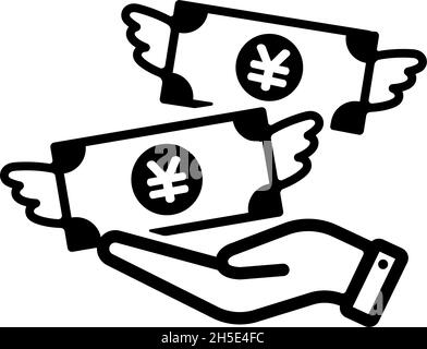 Money with wings ( waste, tax ) vector icon illustration | Japanese yen Stock Vector