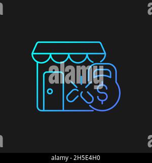 Small business debt relief gradient vector icon for dark theme Stock Vector