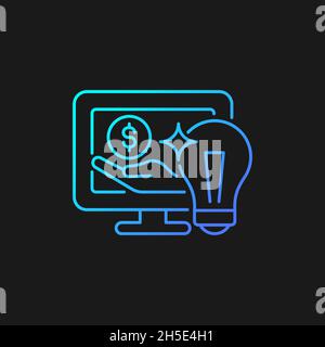 Online sponsorship gradient vector icon for dark theme Stock Vector