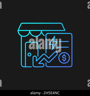 Reduced communal payments gradient vector icon for dark theme Stock Vector