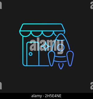 Small business fast launch gradient vector icon for dark theme Stock Vector