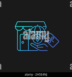 Small business insurance discounts gradient vector icon for dark theme Stock Vector