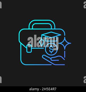 Grants for employee training gradient vector icon for dark theme Stock Vector