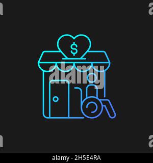 Grants for disabled gradient vector icon for dark theme Stock Vector