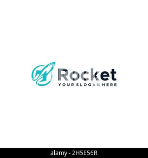 minimalist Rocket oval lane wings logo design Stock Vector