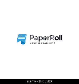 minimalist PaperRoll writer notes Logo design  Stock Vector