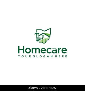 minimalist Homecare building hammer Logo design Stock Vector
