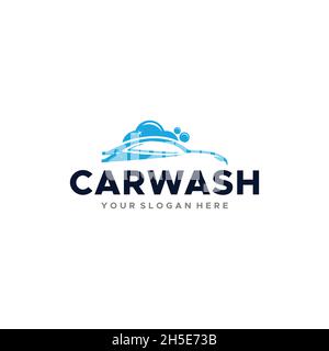 minimalist CARWASH foam buble car logo design Stock Vector