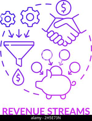 Revenue streams purple gradient concept icon Stock Vector