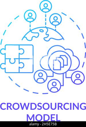 Crowdsourcing model blue gradient concept icon Stock Vector
