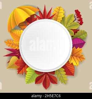 Autumn frame, vector illustration in paper art style Stock Vector