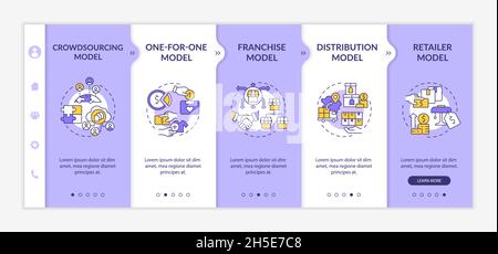 Different business models onboarding vector template Stock Vector
