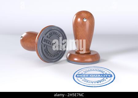 Wooden Round Rubber Stamper And Stamp With Text Certified Isolated