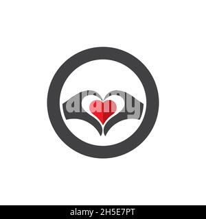 vector design. logo created from combination steering and love logo concept. Stock Vector