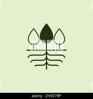 vector design. logo created from three tree with root logo. Stock Vector