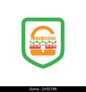 vector design. logo created from combination shield and burger logo concept. Stock Vector