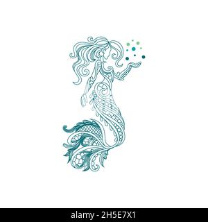 vector design. logo created from mermaid with abstract line logo. Stock Vector