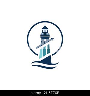vector design. logo created from combination lighthouse and accountancy logo. Stock Vector