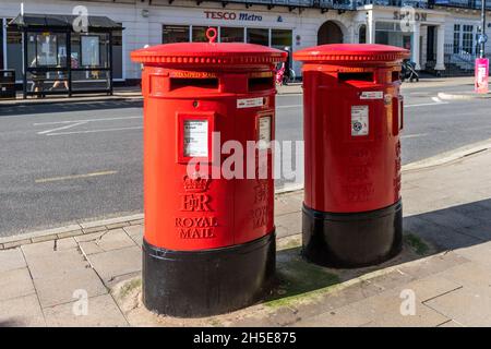 Royal Mail postboxes in Leamington Spa, Warwickshire, UK. Stock Photo