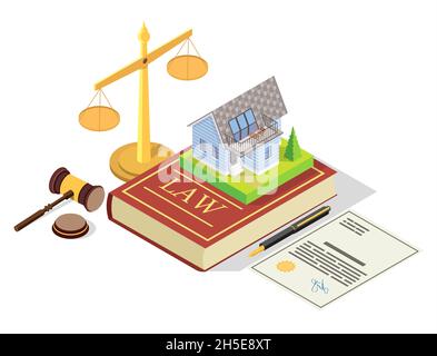 Real estate law vector concept isometric illustration Stock Vector