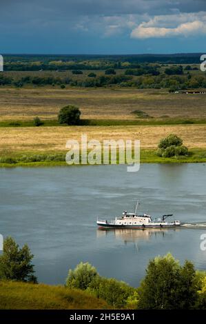 View of the Oka River opposite Konstantinovo, birthplace of the poet Sergei Yesenin Stock Photo