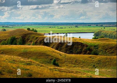 View of the Oka River opposite Konstantinovo, birthplace of the poet Sergei Yesenin Stock Photo