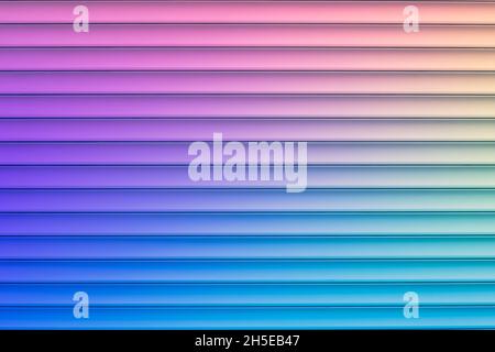 Colorful neon backgrounds. Fluted surface, abstract pink corrugated texture. Purple striped pattern. Colored element design. Blue gradient. Horizontal Stock Photo
