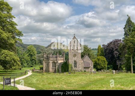A view of the Church of the Holy Cross at Ilam Stock Photo