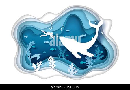 Scuba diving vector concept for web banner, website page Stock Vector