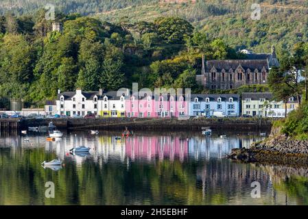 Portree, Isle of Skye, Scotland - 29th September 2021: A view of the harbour at Portree Stock Photo