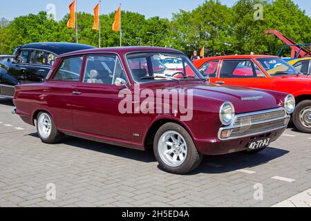 1966 Ford Cortina classic car on the parking lot. Rosmalen, The Netherlands - May 8, 2016 Stock Photo
