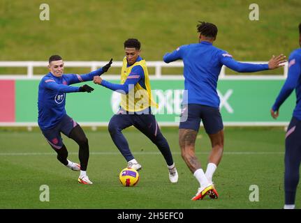 England's Phil Foden (left) and Jude Bellingham during a training