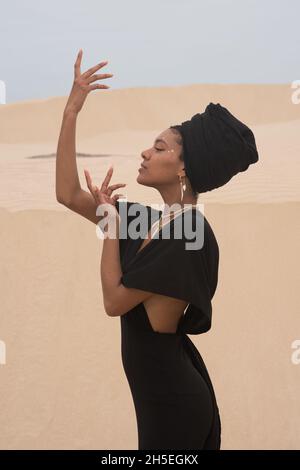 Woman meditating shot up closely  Stock Photo