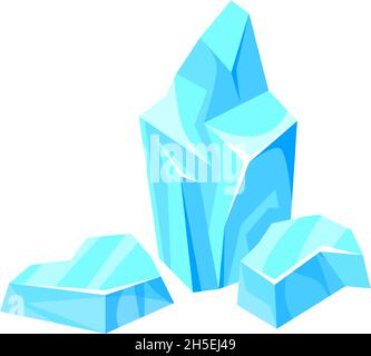 Block of arctic berg. Cartoon frozen glacial ice pieces, flat vector illustration isolated on white background Stock Vector