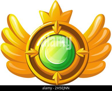 Amulet with wings. Old egypt magical award in game, cartoon vector illustration isolated on white background Stock Vector