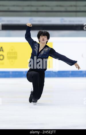 Junhwan Cha from Korea competes in the men free program during